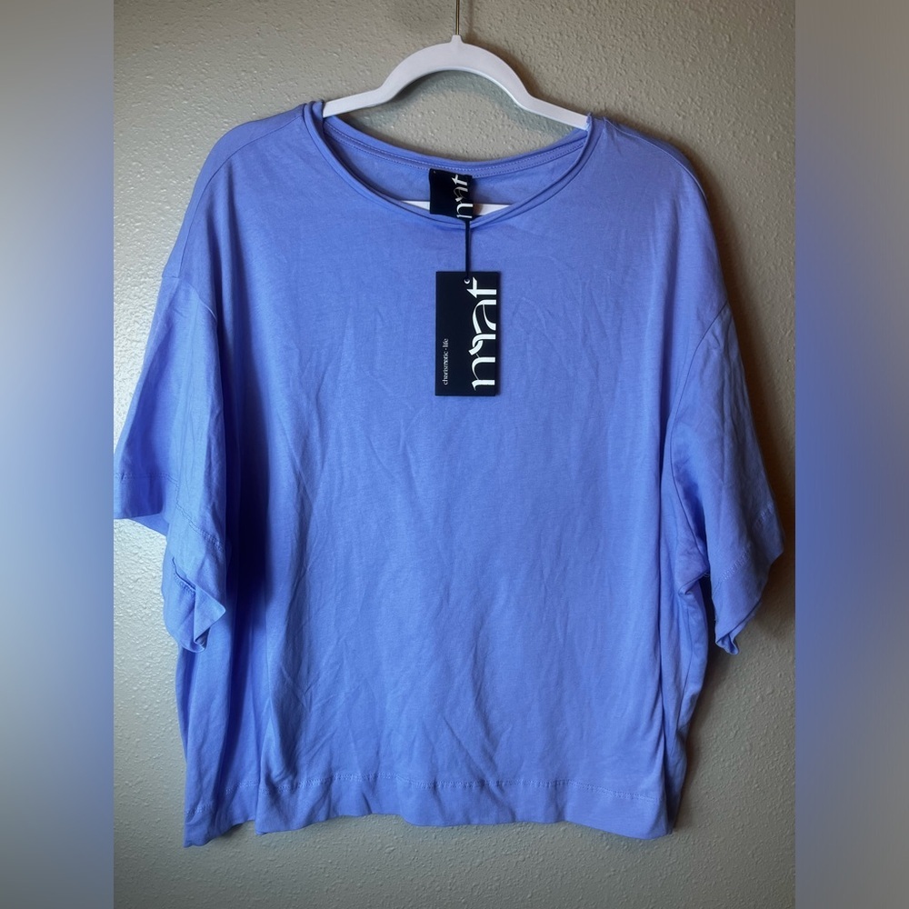 NWT MAT Fashion Baby Blue 100% Cotton Lagenlook Tee Size L
